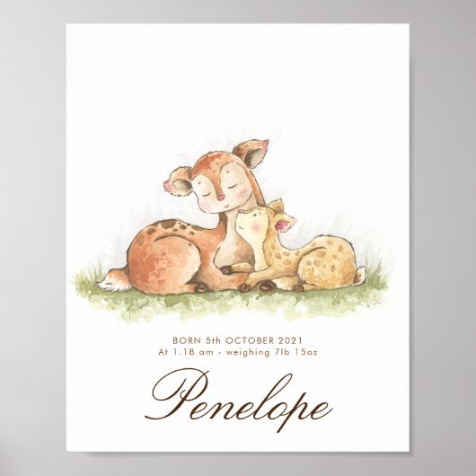 Woodland Forest Babynzeichen Kinderzimmer art Poster (Vorne)