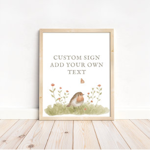 Woodland Forest Bird Baby Dusche Custom Text Poster