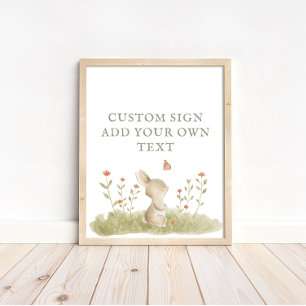 Woodland Forest Bunny Baby Dusche Custom Text Poster