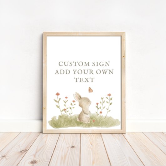 Woodland Forest Bunny Baby Dusche Custom Text Poster