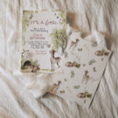 Woodland Forest Cute Deer Animals Girl Baby Shower Einladung