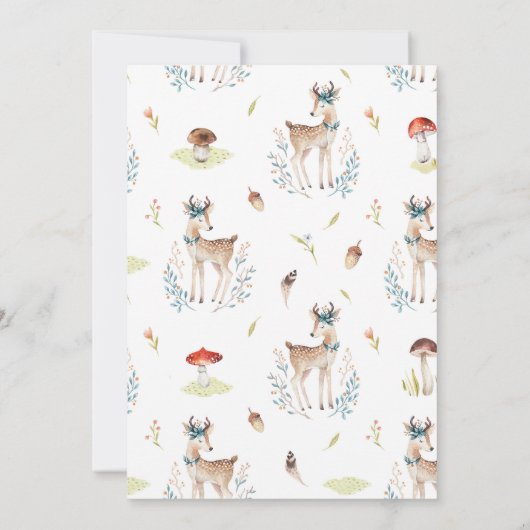 Woodland Forest Deer Baby's Second 2. Einladung (Rückseite)