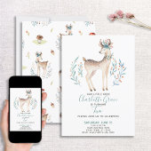 Woodland Forest Deer Baby's Second 2. Einladung