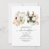 Woodland Forest Deer Boho Funny Engagement Party Einladung (Vorderseite)