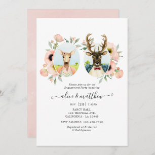 Woodland Forest Deer Boho Funny Engagement Party Einladung