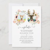 Woodland Forest Deer Boho Funny Wedding Update Einladung (Vorderseite)