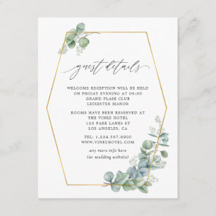 Woodland Forest Eucalyptus Wedding Guest Details Begleitkarte