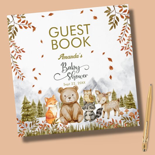 Woodland Forest Friends Baby Shower Guest Book Gästebuch