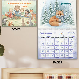 Woodland Forest Friends Personalized Kids 2026 Kalender