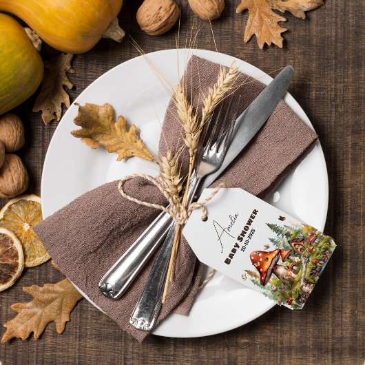 Woodland Forest Mushroom Baby Showdown Danke Geschenkanhänger