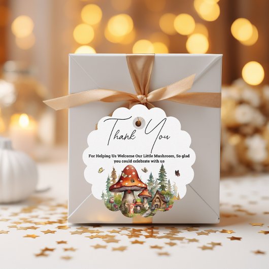 Woodland Forest Mushroom Baby Showdown Danke Geschenkanhänger