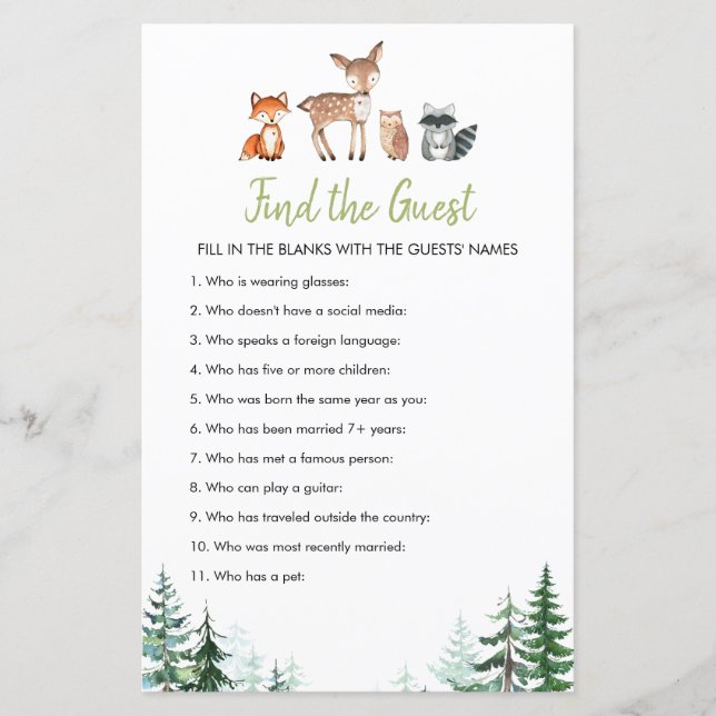 Woodland Forest Oh Boy Baby Dusche finden Sie die  (Vorderseite)