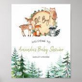 Woodland Forest Oh Boy Baby Dusche Willkommen Poster (Vorne)