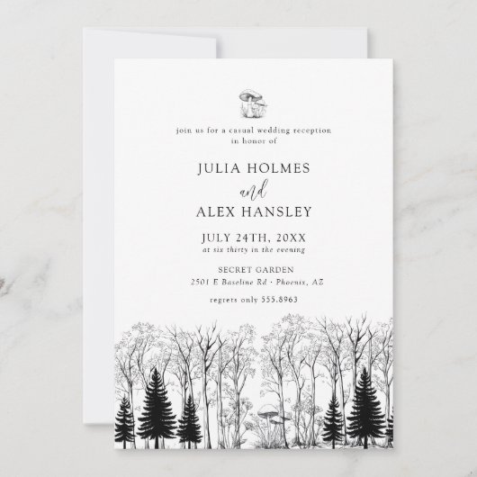 Woodland Forest Pine Tree | Rustic Casual Wedding Einladung (Vorderseite)