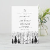 Woodland Forest Pine Tree | Rustic Casual Wedding Einladung (Stehend Vorderseite)
