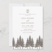 Woodland Forest Pine Tree | Rustic Casual Wedding Einladung (Vorderseite)
