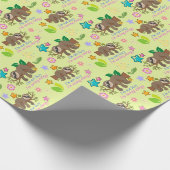 Woodland Forest Sloth Gelbes Muster Party Baby Geschenkpapier (Ecke)