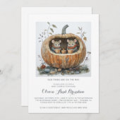 Woodland Forest Twins Fall Baby Shower Einladung (Vorne/Hinten)