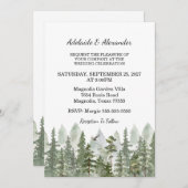 Woodland Forest Wedding Green Einladung (Vorne/Hinten)