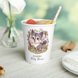 Woodland Forest Wolf Kinderdusche Pappbecher
