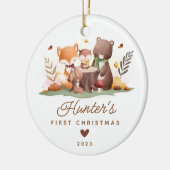Woodland Foto Baby's First Christmas Keramik Ornament (Links)