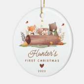 Woodland Foto Baby's First Christmas Keramik Ornament (Links)