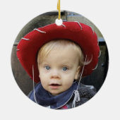 Woodland Foto Baby's First Christmas Keramik Ornament (Hinten)