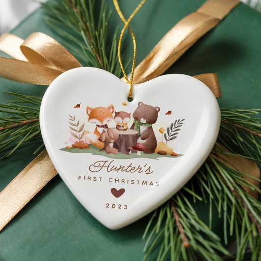 Woodland Foto Baby's First Christmas Keramik Ornament