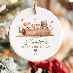 Woodland Foto Baby's First Christmas Keramik Ornament