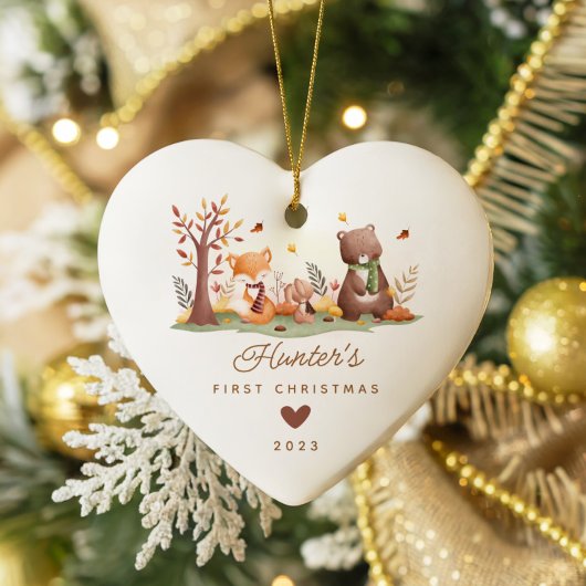 Woodland Foto Baby's First Christmas Keramik Ornament