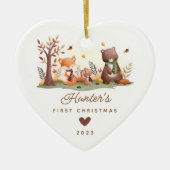Woodland Foto Baby's First Christmas Keramik Ornament (Vorne)