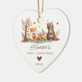 Woodland Foto Baby's First Christmas Keramik Ornament (Links)