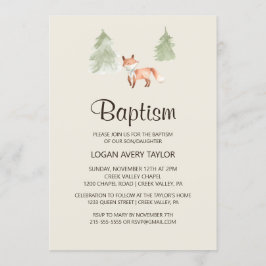Woodland Fox Baby Baptisse Einladung