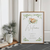 Woodland Fox Baby Dusche Begrüßungszeichen Poster