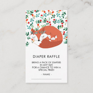 Woodland Fox Baby Showdusche Windeln Raffle Ticket Begleitkarte
