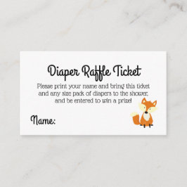 Woodland Fox Baby Showdusche Windeln Raffle Ticket Begleitkarte