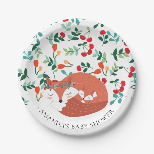 Woodland Fox Baby Shower 7" Plättchen Pappteller (Vorderseite)