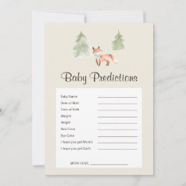 Woodland Fox Baby Shower Baby Predictions Game