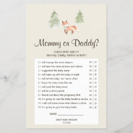 Woodland Fox Baby Shower Mommy oder Daddy Game Flyer