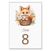 Woodland Fox Baby Shower Party Table Number Tischnummer (Vorderseite)