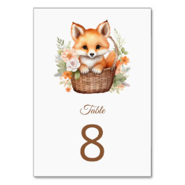 Woodland Fox Baby Shower Party Table Number Tischnummer