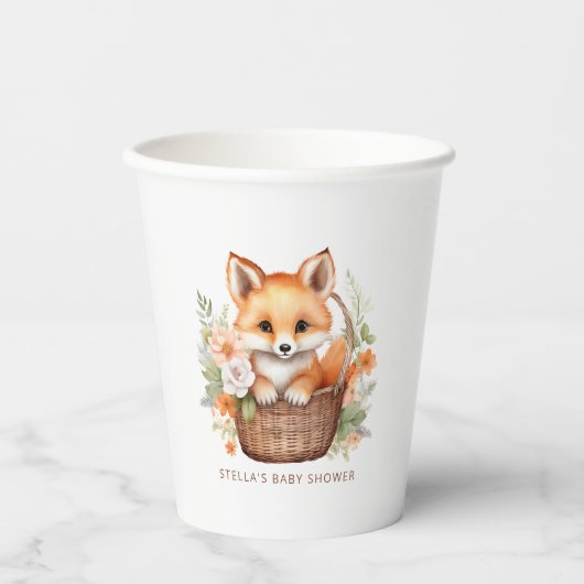 Woodland Fox Baby Shower Personalized Party Pappbecher (Vorderseite)