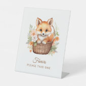 Woodland Fox Baby Shower Please Take One Favors Sockelschild (Vorderseite)
