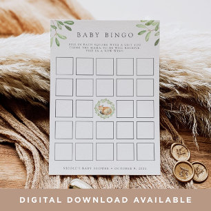 Woodland Fox Babydusche Bingo Game Card Einladung