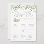 Woodland Fox Babydusche Bonbons Spielkarte Einladung (Vorderseite)