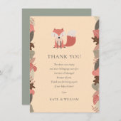 Woodland Fox Babydusche Danke, Gedicht Dankeskarte (Vorne/Hinten)