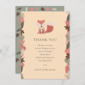 Woodland Fox Babydusche Danke, Gedicht Dankeskarte (Vorne/Hinten)