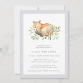 Woodland Fox Babydusche Einladung (Vorderseite)