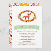 Woodland Fox Babydusche Invites / heller Wald Einladung (Vorne/Hinten)