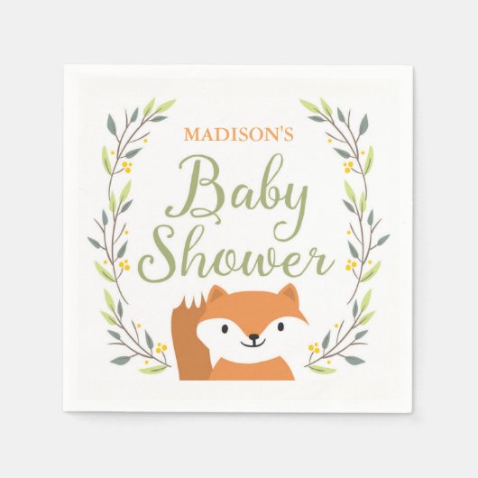 Woodland Fox Babydusche Napkins Serviette (Vorderseite)
